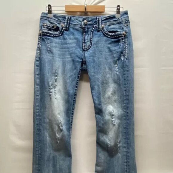 Miss Me Jeans Women's Sz 27 Blue Easy Boot JE5014E2R Missing Button Please Read - Picture 2 of 15